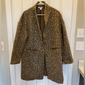 Old Navy Women's Leopard Print Wool Coatigan